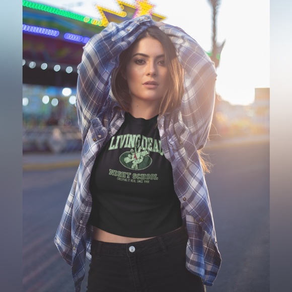 Living Dead Night School Zombie Halloween Women’s Black Tee NWT - Picture 1 of 4